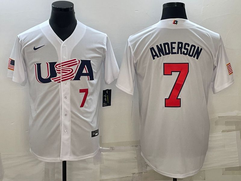 Men 2023 World Cub USA #7 Anderson White Nike MLB Jersey5->more jerseys->MLB Jersey